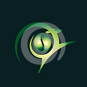 Green energy vector logo. .Goat vector logo. Green energy emblem