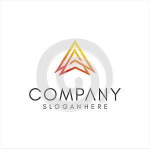 Triangle Line Geometry Pyramid Logo Design Vector Stock. TrIhedron Arrow Finance Logo Symbol Icon. Triangle Letter A logo Design