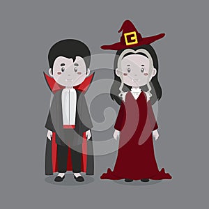 Couple Character Wearing Halloween Costum photo