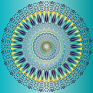 Abstract mandala background with blue color, background with ornament