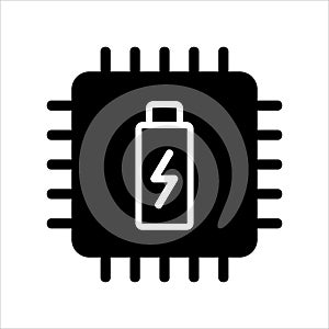 Computer cpu icon vector. computer cpu with battery power icon. solid style icon vector concept