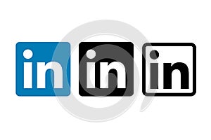 Linkedin social media logo icons, Isolated on white background.