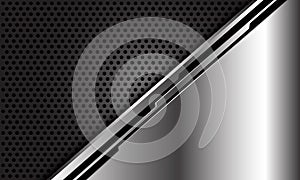 Abstract silver black line cyber on dark circle mesh design modern luxury futuristic technology background vector