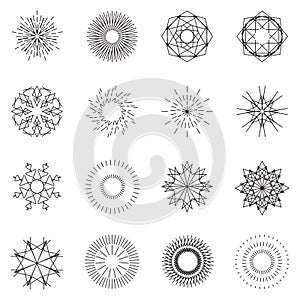 Starburst sunburst abstract. Explosion fireworks vector set