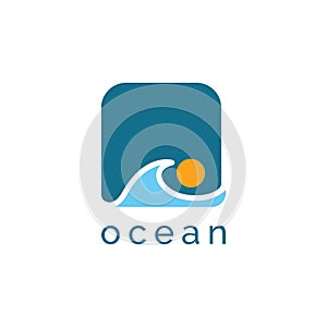 Ocean wave logo design symbol vector template