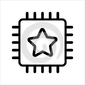 Computer cpu icon vector. computer cpu with staricon. outline style icon vector concept