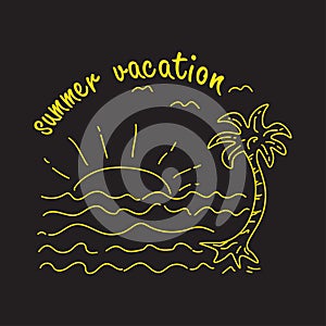 Summer vacation hand drawing tee design