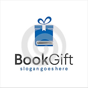 Book and gift logo combination present Design Template Vector Stock. Box Gift Book and Souvenir Shop Logo Icon