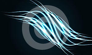 Abstract white line neon light curve wave on dark blue design luxury futuristic technology background vector