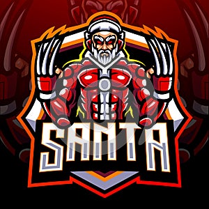 Santa cyborg mascot. esport logo design