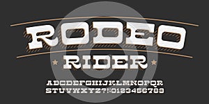 Rodeo Rider alphabet font. Type letters and numbers in retro style. photo