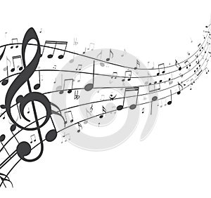 Music notes background isolated on white