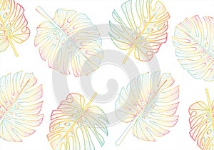 Luxury Golden split-leaf Philodendron plant wallpaper design vector.