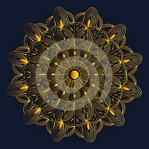 Islamic geometric line art pattern design in luxurious golden background