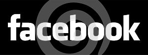 Facebook Text Logo - Vector - Black Silhouette Font - Isolated. Original Facebook Name Type for Web Page, Mobile App or Print Mate