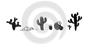 Cactus vector icon Desert flower logo botanica character cartoon plant garden doodle symbol illustration design photo