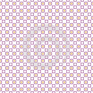 Simple Geometric Square Dots Yellow Purple Mosaic Seamless Fabric Texture Pattern. Color Style.Digital Design Vector Background
