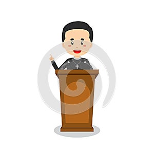 Stock Vector Catholic Priest Giving lectures photo