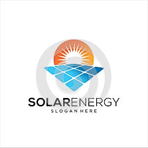 Sun solar energy logo design template. solar tech logo