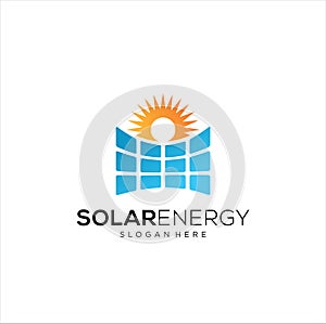 Sun solar energy logo design template. solar tech logo