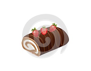 Chocolate strawberry roll cake