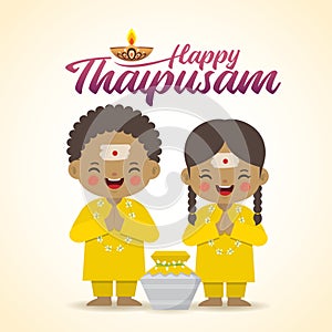 Thaipusam festival - cartoon tamil people and paal kudam photo