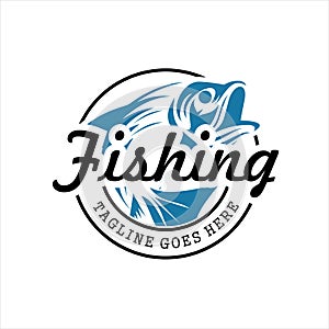 Fishing logo. Bass fish club emblem. Fishing theme vector illustration