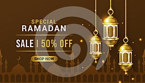 Special ramadan sale banner template illustration