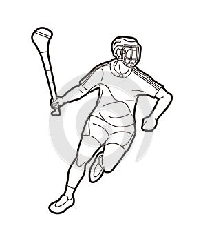 Irish Hurley sport. Hurling sport player action cartoon graphic vector. photo