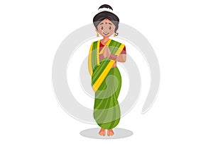 Vector graphic illustration of Indian Marathi Woman photo