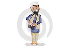 Vector graphic illustration of Indian Muslim Man
