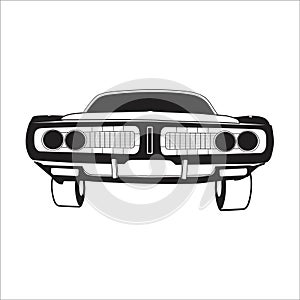 American muscle car dodge challenger vector lines black and white
