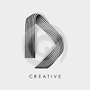 White. Design letter D with folded paper shape. Letter logo with paper Stroke.