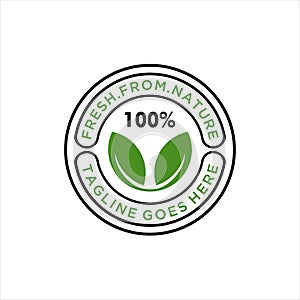 100% Organic Natural Badge Label Seal Sticker logo design