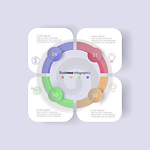 four elements with colored white paper. vector illustration