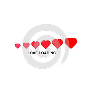 Love loading collection. Red heart. Funny happy valentines day element.Web design app download timer. Flat trendy object. Vector i