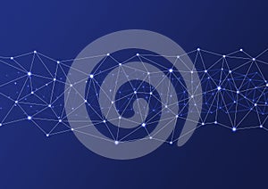 Polygons line structure shown spatially with blur in the background, digital illustration