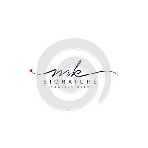 MK Signature Logo - Handwritten Vector Logo for Initial Letter photo