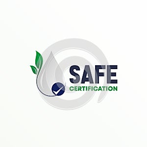 Water logo, leaf design, checklist symbol, green concept.