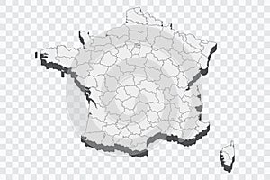 3D map illustration of France Departments