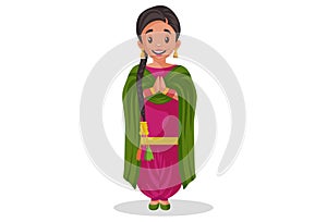 Vector graphic illustration of Punjabi girl photo