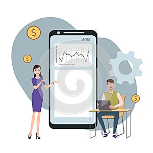 Business seminar. Stylized image. Vector.