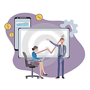 Business seminar.Stylized image. Vector.