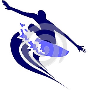 Vector illustration of surver icon with rolling waves