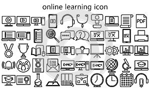 Bundle of education online, Simple black bold outline