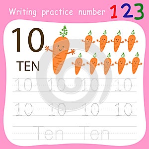 Worksheet Writing practice number ten