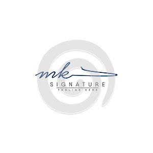 Initial Letter MK Logo - Handwritten Signature Style Logo photo