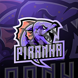 Piranha esport mascot logo