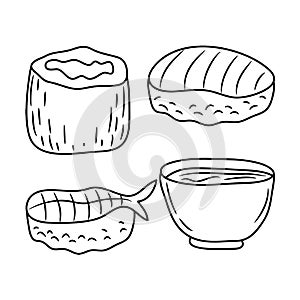 Simple Sushi food vector illustration, outline vector sign