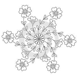 Black and white mandala vector isolated on white.